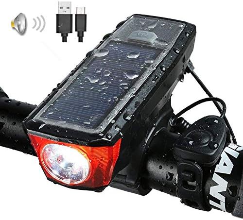 Solar Powered Bicycle Headlight with Integrated Horn
