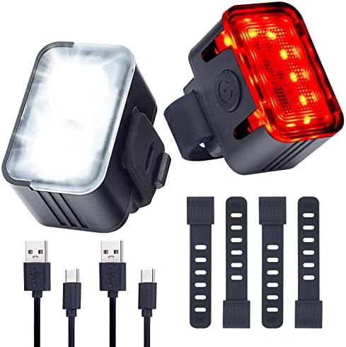 Powerful front and rear light set with flood beams