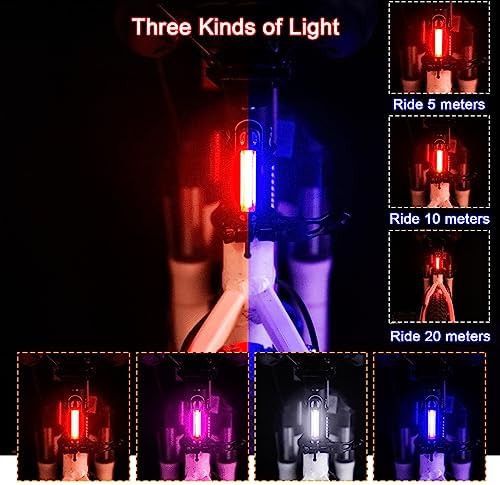 Red blue USB rechargeable bike taillight two pack — photo 3