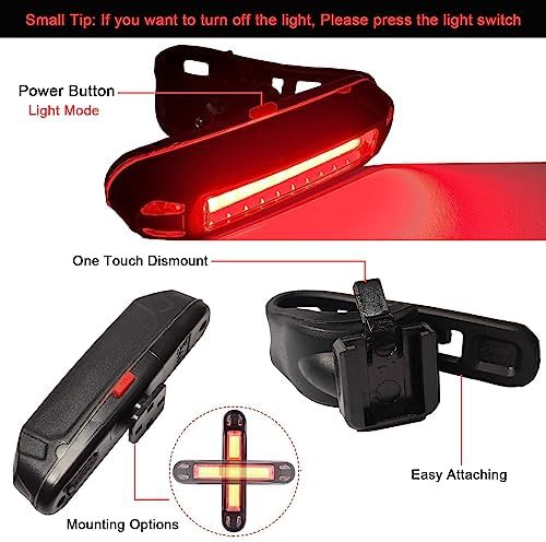 Red blue USB rechargeable bike taillight two pack — photo 5