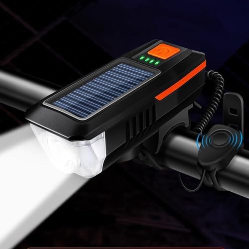 Orange solar and USB charging horn headlight