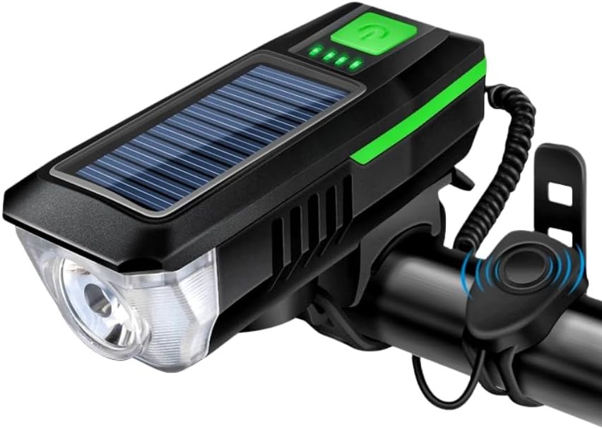 Green solar rechargeable headlight and horn