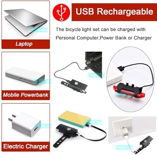 Front back waterproof rechargeable bike light set — photo 3