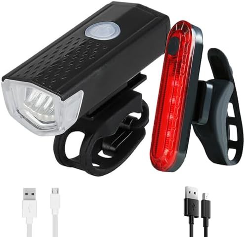 Ultra bright waterproof rechargeable bike light set