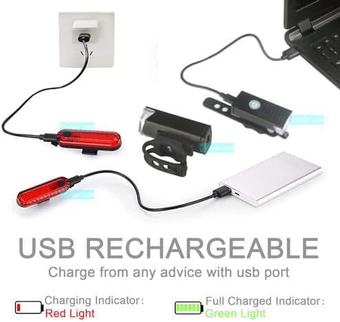 Ultra bright waterproof rechargeable bike light set — photo 3