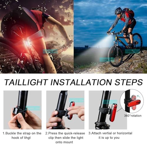 Ultra bright waterproof rechargeable bike light set — photo 4