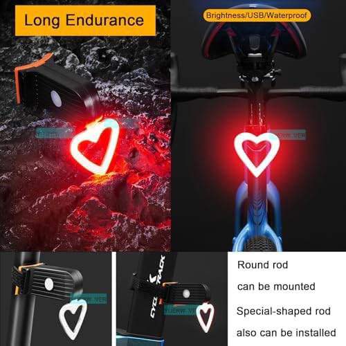 Heart shape USB rechargeable mountain bike taillight — photo 3