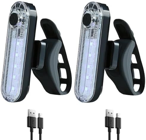 White waterproof rechargeable bike taillight 2 pack