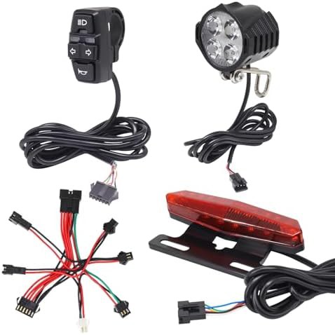 Electric Bike Headlight and Taillight Kit with Horn