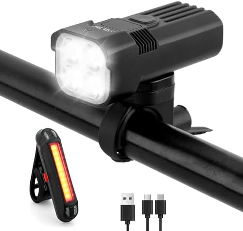 High lumen rechargeable headlight and taillight set