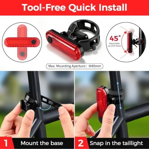 Red USB-C rechargeable tail light pair — photo 5